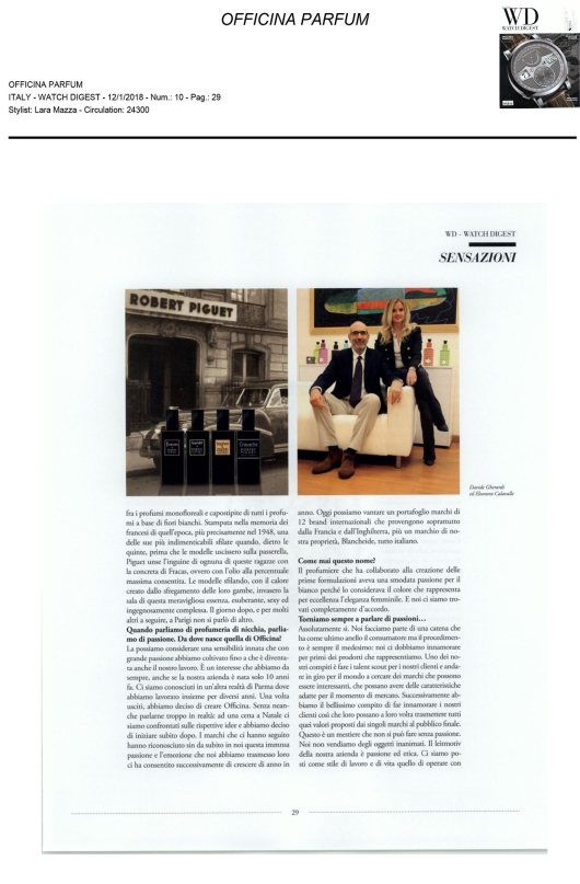 Officina Parfum su Watch Digest