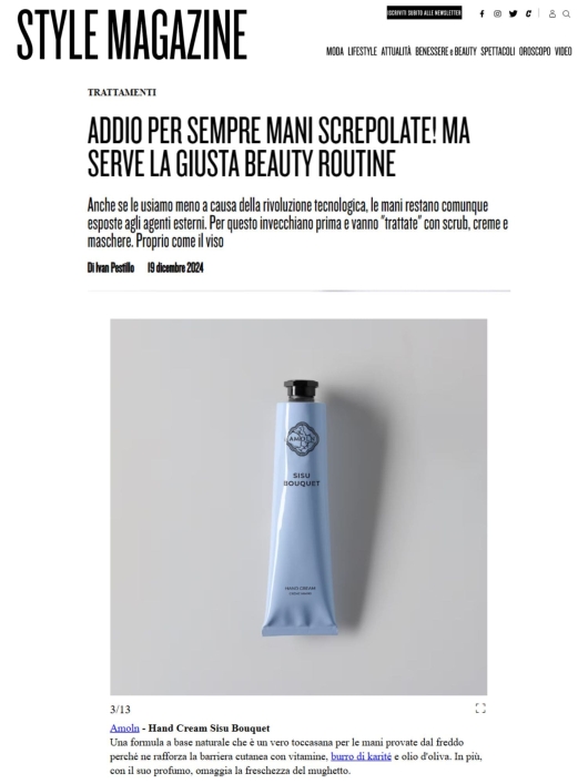 Amoln su Style Magazine 19 Dicembre 2024