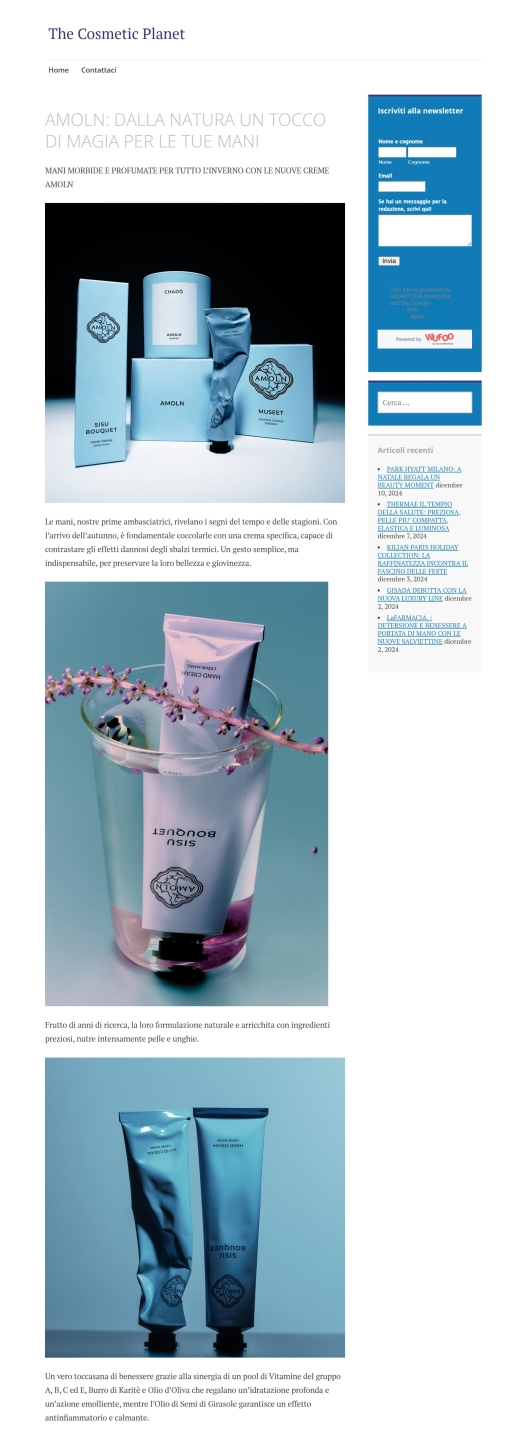 Amoln su The Cosmetic Planet 16 Ottobre 2024