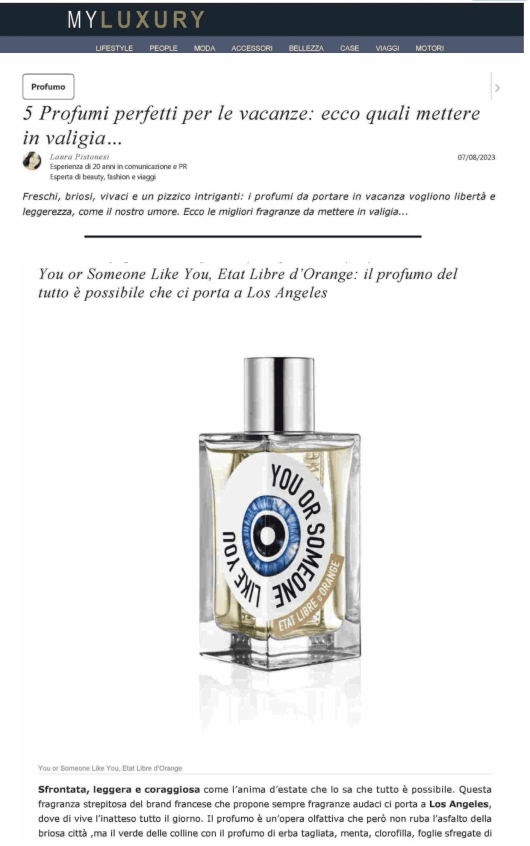 Etat Libre d'Orange su My Luxury 07 Agosto 2023