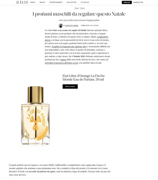 Etat Libre d'Orange su Elle 7 dicembre 2023