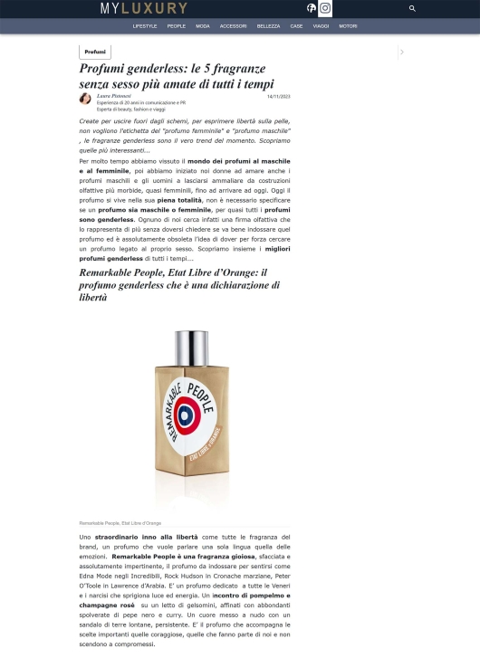 Remarkable People di Etat Libre d'Orange su MyLuxury 14 novembre 2023