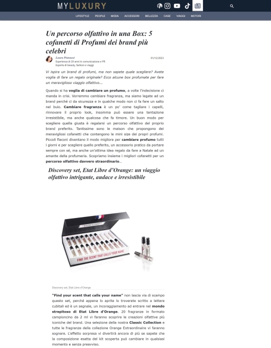 Etat Libre d'Orange su MyLuxury 1 dicembre 2023