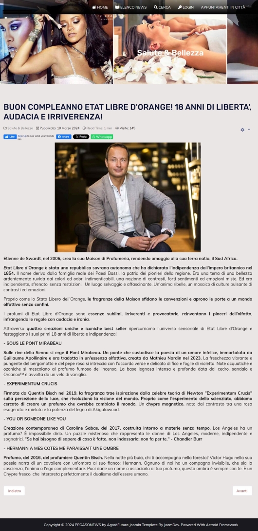 Etat Libre d'Orange su Pegaso News 18 marzo 2024