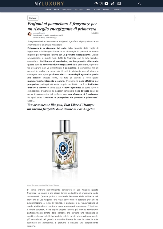 Etat Libre d'Orange su MyLuxury 27 aprile 2024