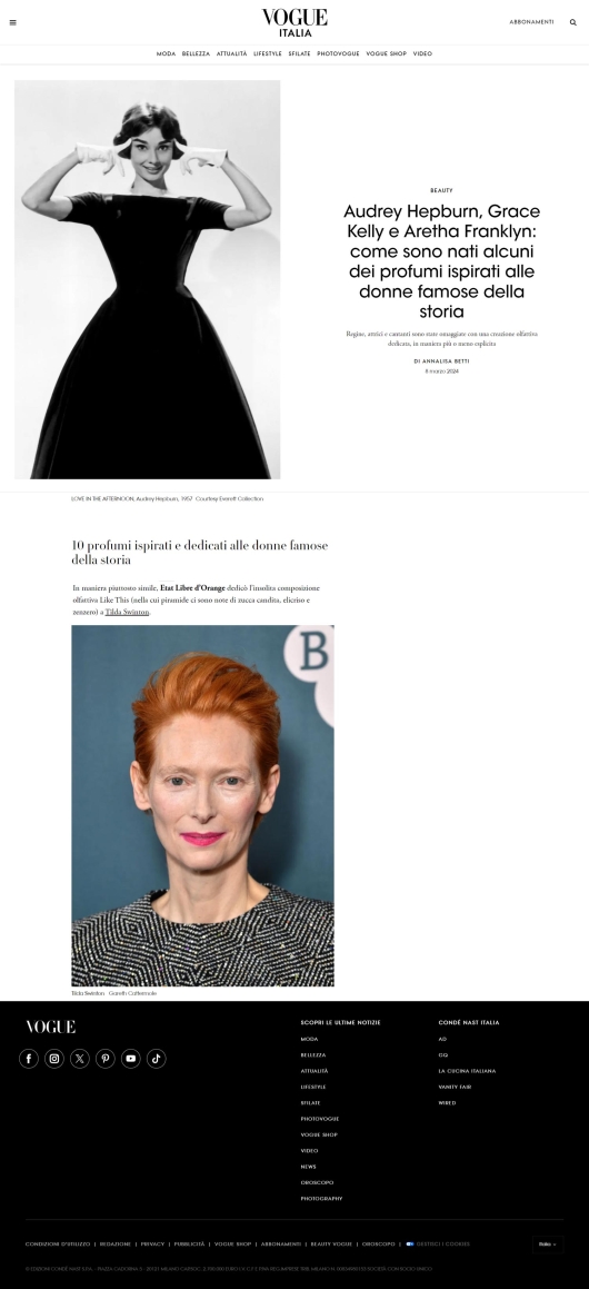 Etat Libre d'Orange su Vogue.it 8 marzo 2024