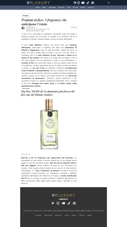 Nicolaï su MyLuxury 16 maggio 2024