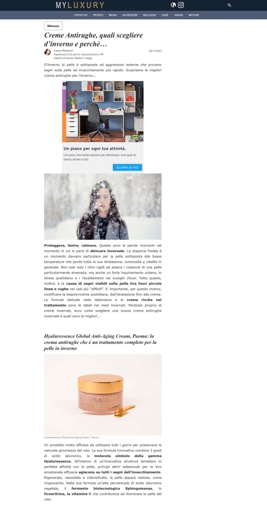 Paoma su Myluxury 20 novembre 2023