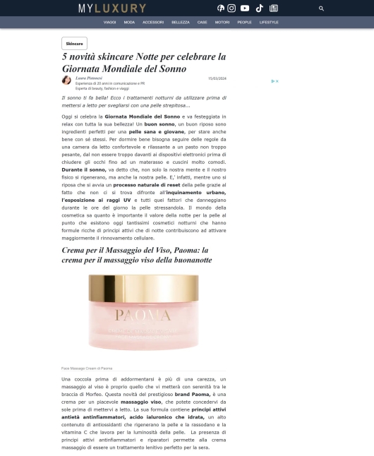 Paoma su My Luxury 15 marzo 2024