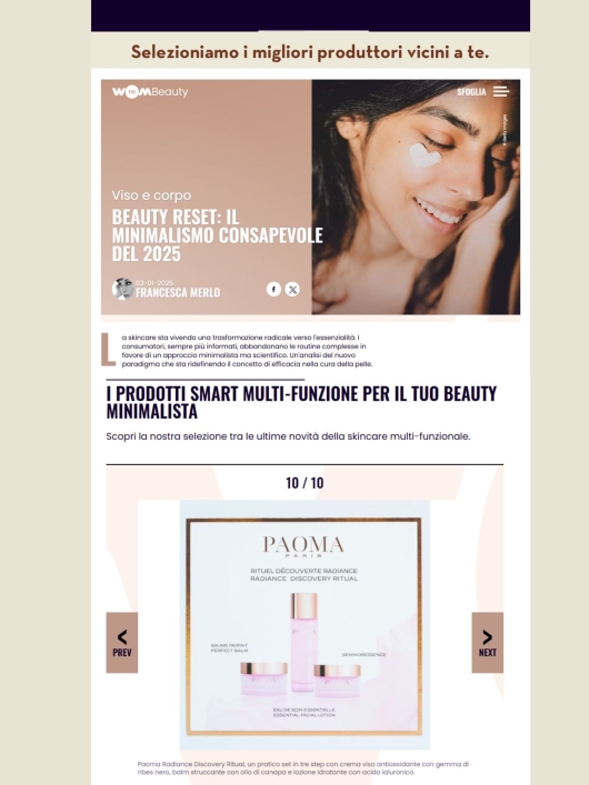 Paoma su The Wom Beauty 3 Gennaio 2025