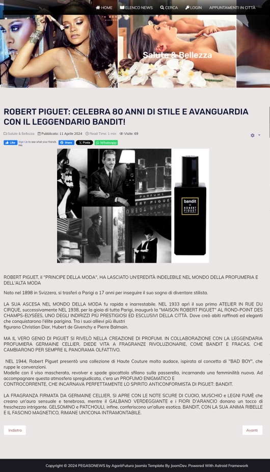 Robert Piguet su Pegasonews 11 aprile 2024
