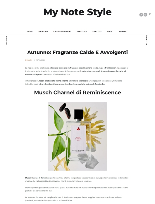 Reminiscence su My Note Style 15 Ottobre 2024