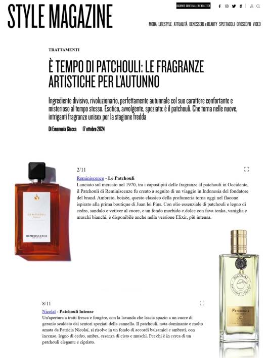 Reminiscence e Nicolai su Style Magazine 17 Ottobre 2024