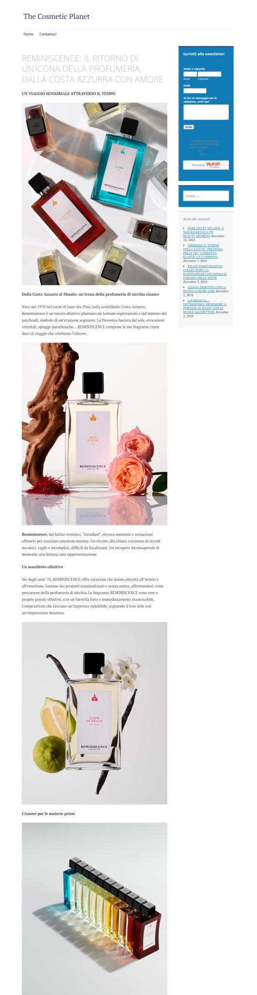 Reminiscence su The Cosmetic Planet 16 Ottobre 2024