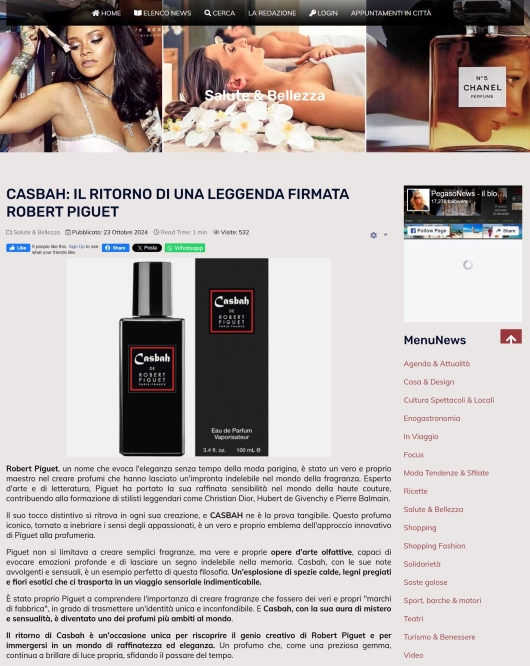 Robert Piguet su Pegasonews 23 Ottobre 2024