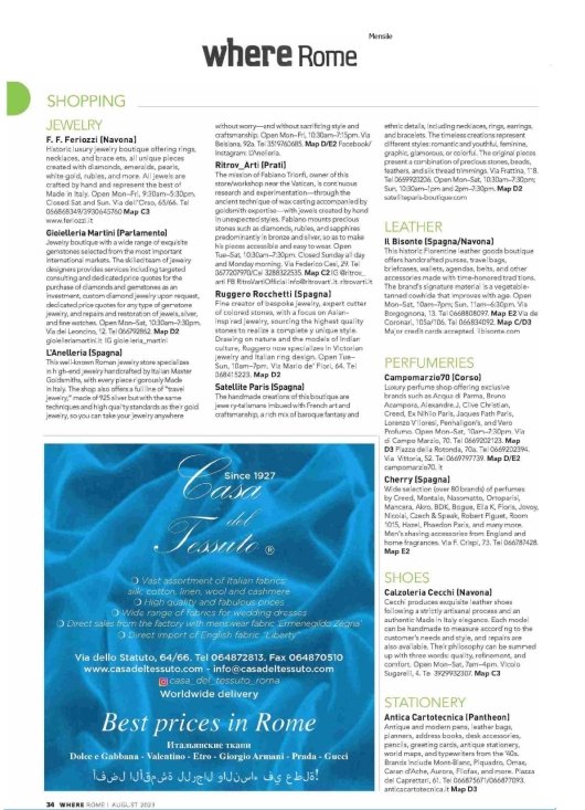 Robert Piguet su Where Rome Agosto 2023